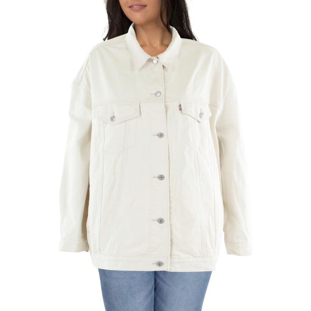 Levi Strauss & Co. Womens White Collar Heavy Denim Jacket Coat Plus NWT